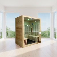 Sauna Uap Luar Ruangan Mewah Modern 2 Orang Berbahan Kayu Hemlock Kanada dengan Panel Kontrol Komputer