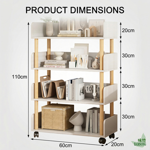 Carrello Portaoggetti a 4 Ripiani con Ruote Frenanti, Grande Capacità per Casa, Soggiorno, Cucina, Ufficio Moderno, Libreria - Product Image 2
