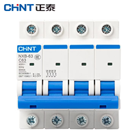 Disjoncteur miniature Chint NXB-63 4P 63A AC 230V/400V à montage sur rail DIN, protection contre les surintensités, les courts-circuits et les basses tensions