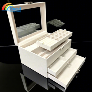 Multi-layer Jewelry & Watch Organizer with Drawers,Desktop Multi-functional Jewelry and Watch Display Organizer with <b>Window</b> - Product Image 1
