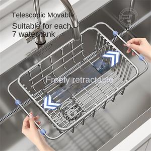 Modern Stainless Steel Kitchen Drain Rack Retractable Drain Basket Dish <b>Storage</b> & Cleaning Rack for Hotel Use Eco-Friendly - Product Image 2