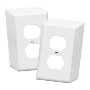 Duplex Wall Plates Kit Electrical Plastic Outlet Covers Standard Size 1-Gang Electric Receptacle Plug Covers C660D1-W White