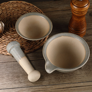 Tazón de cerámica estilo japonés con varilla para moler alimentos para bebés, arroz y cereales, uso manual en el hogar. - Product Image 2