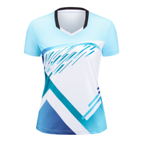 Baju olahraga Regular wanita, kaus latihan reguler tim tenis meja profesional bernapas Slim Fit