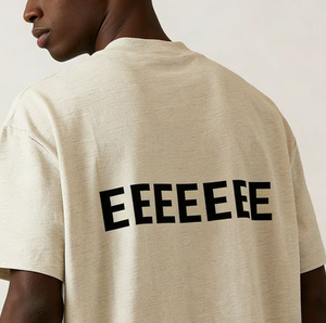 Camiseta de hombre Fere Relaxed Drop Shoulder con estampado de letras a juego en la parte delantera y trasera, de algodón, con gráfico ESS, estilo urbano, con logo ODMt bajo. - Product Image 6