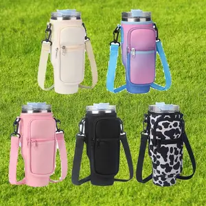 New Arrival Strap Neopren 40 OZ Wasser flaschen träger Ärmel Becher Becher halter Abdeckung mit Reiß verschluss tasche