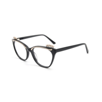 Gafas de Moda para Mujer, Montura Completa Estilo Ojo de Gato, Armazón de Acetato de Alta Calidad, Lentes Transparentes de PC, Cómodas de Usar, para Adultos, Aptas para Todas las Formas de Rostro