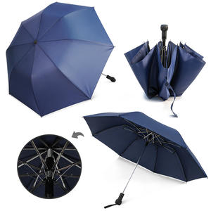 Parapluie professionnel personnalisé imperméable classique entièrement automatique à double pliage 21 pouces avec cadre entièrement métallique en pongé pour hôtels - Product Image 3