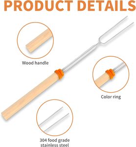 Tenedores para Asar Malvaviscos de Acero Inoxidable Cromado con Mango Largo - Accesorios para Barbacoa de Carbón al Aire Libre y Hoguera de Camping Resistentes al Calor - Product Image 4