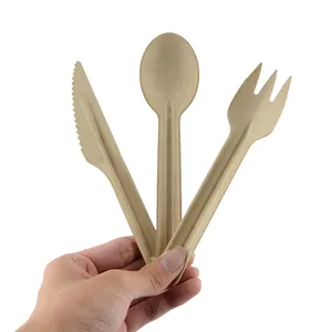 Biodegradable खाद गन्ना खोई कागज Flatware फाइबर लुगदी कांटा चाकू चम्मच कटलरी