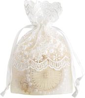 Kantong Organza Kecil untuk Souvenir Pernikahan, Ulang Tahun, Kerajinan Perhiasan, Tas Serut Renda Putih Benang Bambu Lembut untuk Kemasan Hadiah