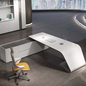 Nouveau modèle de bureau en forme de L avec tiroir, blanc, luxe, bureau de direction, mobilier de bureau, gestionnaire, haute technologie, moderne, bureau de direction à domicile - Product Image 2