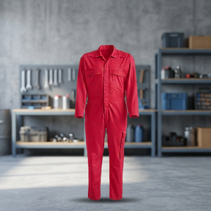 Combinaison de travail rouge avec poches poitrine et poche cargo, vêtements de sécurité pour usage industriel - Product Image 4
