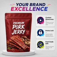 Sachet refermable mat personnalisé avec logo imprimé pour l'emballage de viande de porc séchée de qualité supérieure, en tranches, pour en-cas, avec fermeture éclair