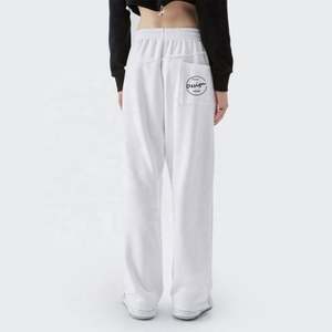 OEM Custom Logo <b>Wide</b> <b>Leg</b> Sweatpants French Terry <b>Joggers</b> Plus Size Plain Hole Oversized Street Print Straight <b>Joggers</b> for Women - Product Image 4