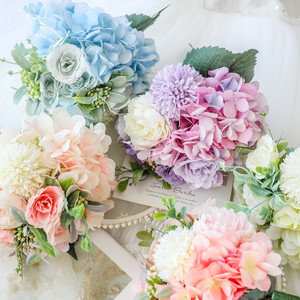Bouquets de mariage en fleurs artificielles en soie West Lake 10cm-30cm Rose clair Violet Bleu Accessoires de décoration intérieure - Product Image 1