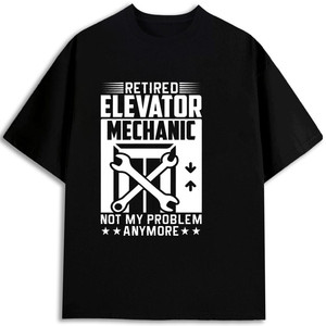 Camiseta para hombre de mecánico de ascensores retirado, 100% algodón, manga corta, estampada, hecha en EE. UU., de peso pesado 180 g/m², cuello redondo - Product Image 1