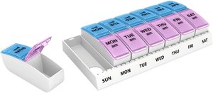 Organisateur de pilules personnalisable pour 7 jours, boîte à pilules hebdomadaire AM/PM avec 14 compartiments - Product Image 2