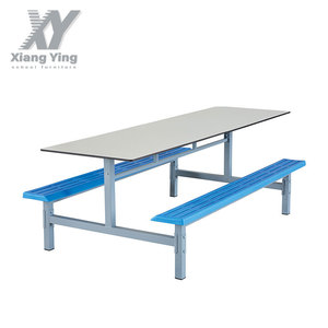 Ensemble table et bancs rectangulaires pour cantine scolaire Xiang Ying, 4, 6 ou 8 places, structure métallique, pour élèves et personnel - Product Image 1