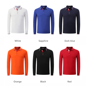 Polo de haute qualité pour hommes du fabricant OEM T-shirts tricotés en coton brodé sur mesure à manches longues en maille piquée vierge - Product Image 4