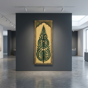 Pintura Tradicional Pattachitra del Árbol de la Vida - Origen Orissa - Decoración Colgante para Interiores de Sala de Estar - Product Image 5