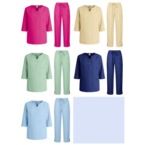 Women's Scrub Set V-Neck Top And Pants Polyester Hospital Uniforms For Clinics Beauty Salons Dental Care - Product Image 1