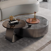 Ensemble de tables basses de style italien moderne et minimaliste, design luxueux léger, plateau en acier inoxydable pour salons, maisons, meubles de maison