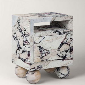ホテルプロジェクト用高級大理石ナイトスタンド耐久性のあるモダンなベッドサイドテーブル - Product Image 1