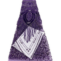 NI.AI Tissu en dentelle perlée de luxe africaine nigériane avec sequins brodés pour robe de mariée Asoebi pour filles