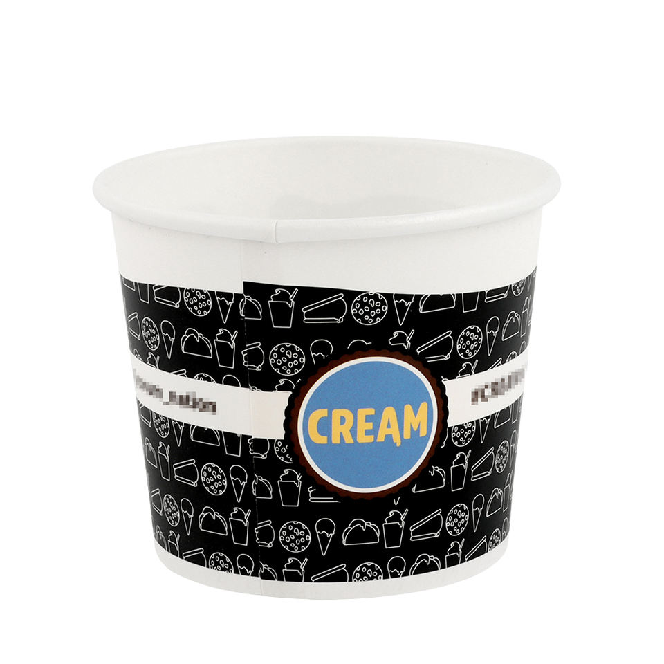 High quality disposable custom printed ice cream paper cup with plastic lids