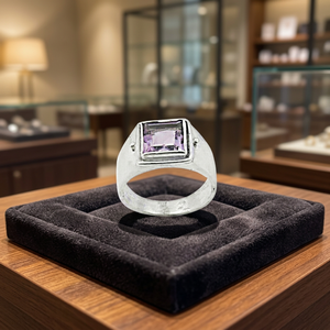 Art Palace Precious Gemstone Wholesale Purple Amethyst Stone 925 Sterling Silver High Quality <b>Men</b> Women Fine Jewellery <b>Ring</b> - Product Image 3