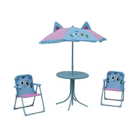 Ensemble de quatre chaises pliantes en acier pour enfants avec parasol - Mobilier d'extérieur