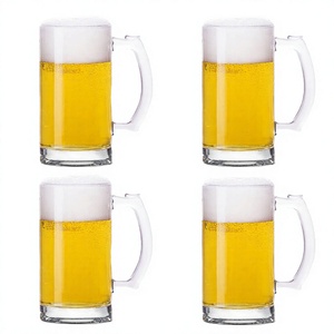 Chope à bière en verre 500 ml à base épaisse et robuste, avec poignée, transparente, de qualité supérieure - Product Image 4