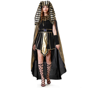Disfraz de Cleopatra Faraona Egipcia Yi Xiaoyi para Adultos Unisex, Traje de Pareja para Halloween, Temática del Antiguo Egipto en Negro y Dorado - Product Image 4