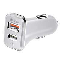 Ports USB et ports Type C, adaptateur de chargeur de voiture 38W PD 20W à charge rapide, chargeur portable pour ordinateur portable 12V 24V OTP OVP universel 5V/2A