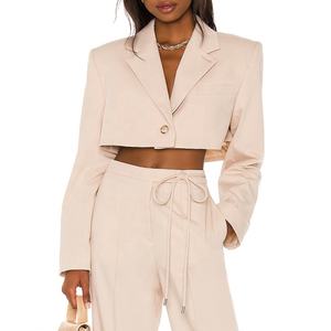 Trajes <span class=keywords><strong>de</strong></span> Blazer Corto para Mujer, Conjunto <span class=keywords><strong>de</strong></span> Blazer y Pantalones <span class=keywords><strong>de</strong></span> Color Sólido, Trajes <span class=keywords><strong>de</strong></span> Dos Piezas para Mujer, Conjunto <span class=keywords><strong>de</strong></span> Blazer Corto y Pantalones - Product Image 1