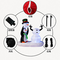 Ensemble de pingouins et de bonhommes de neige lumineux à LED, imperméables et résistants au vent, décoration de jardin extérieure, décoration gonflable de Noël