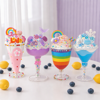 Créez votre propre mini tasse de thé aux fruits colorée, kit de crème Decoden avec fouet à crème, tasse de boisson froide d'été simulée faite à la main