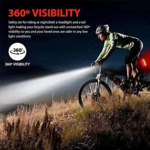 En Oferta, Juego de Luces Delanteras y Traseras para Bicicleta LED ABS, Recargables por USB, Impermeables, Deportivas de Montaña, 3 Modos - Product Image 3