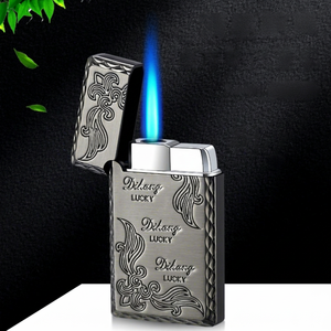 Dilang Classic <b>Windproof</b> Cigarette <b>Lighter</b> Butane Fuel Refillable Retro Engraved Design Men's Gift - Product Image 1