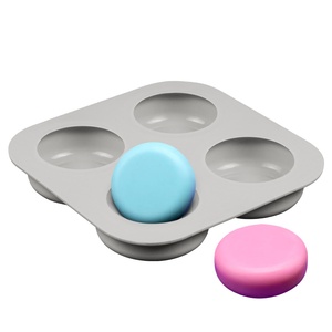 MUYULINS Factory 4-Cavity Round Bath Soap Mold LFGB Platinum Grade Non-Stick BPA-Free <b>Silicone</b> Mold, Suitable for DIY - Product Image 2