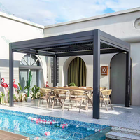 Desain Gazebo Aluminium Modern yang Elegan. Paviliun Atap Keras Minimalis untuk Teras Kontemporer. Struktur Luar Ruangan Langsung dari Pabrik Khusus.