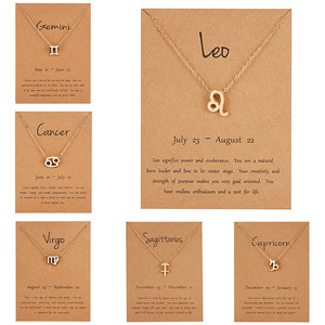 Caliente nuevo estilo de alta calidad chapado en oro plata <span class=keywords><strong>horóscopo</strong></span> astrología encanto 12 signo del zodiaco colgante collar joyería - Product Image 2