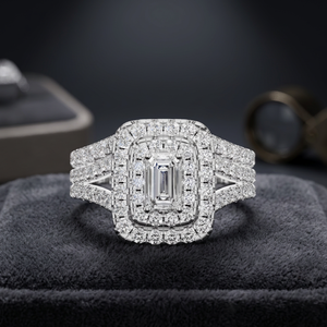 Bague de fiançailles pour femme en argent 925, sertie d'un diamant synthétique de laboratoire taille brillant, couleur E, certifiée EGL, collection de luxe pour mariage - Product Image 1