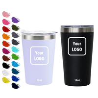 Gobelet à bière en acier inoxydable 304 de 12 oz avec logo personnalisé, double paroi isolée sous vide, anti-fuite, coloré, pour bar, fête, extérieur