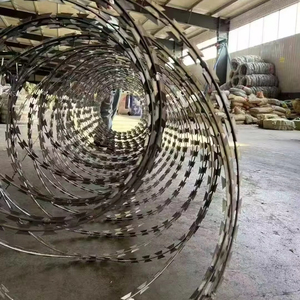 Fil barbelé en spirale de type double croix BTO-22, 450 mm avec 3 clips - Product Image 1