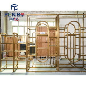 2025 mới sang trọng phụ nữ quần áo hiển thị móc áo đứng Boutique vàng quần áo Giá quần áo Rack hiển thị và kệ - Product Image 5