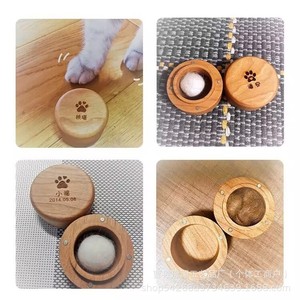 Pet Hair <b>Memorial</b> <b>Box</b> Wooden Round Handmade Custom Gift For Cats And Dogs - Product Image 5