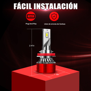 Faros Delanteros LED para Automóvil F5, Bombilla de Aluminio Roja de 6000K para Vehículos en General, Piezas de Repuesto de Luz LED de Alta Potencia - Product Image 4
