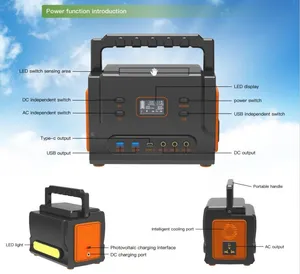 Rechargeable Supply Energy System 500W Portable Power Station With 50/60W Foldable Generator Solar Panels